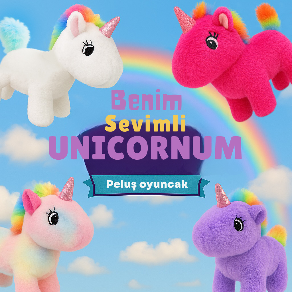 🟣🦄Unicorn-🌈Sevimli Tek Boynuzlu At Peluş Oyuncak - Hayal Gücünüzün Oyun Arkadaşı