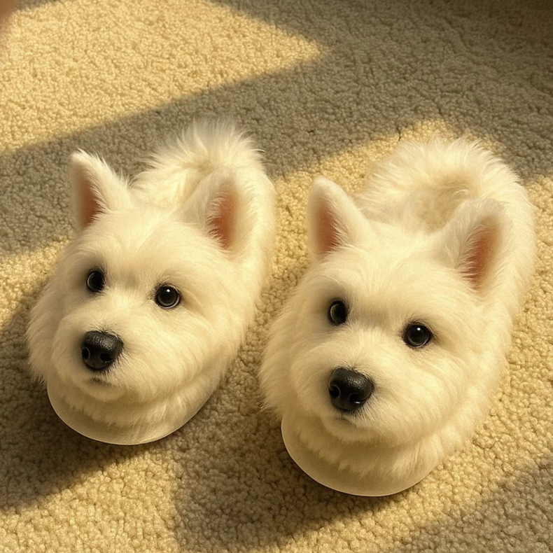 🔶Süper Gerçekçi Köpek Peluş Terlikler — Her Adımda Köpeğinizle Yürüyormuş Gibi Hissedin